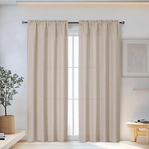 Vista 30 de Bob Juego de 2 Paneles de Cortinas Negras de Cocina para Ventanas de 36 Pulgadas de Largo, Cortinas Cortas de Café con Textura de Lino Sintético
