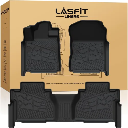 Vista 14 de LASFIT Alfombrillas de suelo para Toyota Tacoma 2024-2026 de doble cabina a gas (solo compatible con manual Tran), forros de suelo de TPE para todo