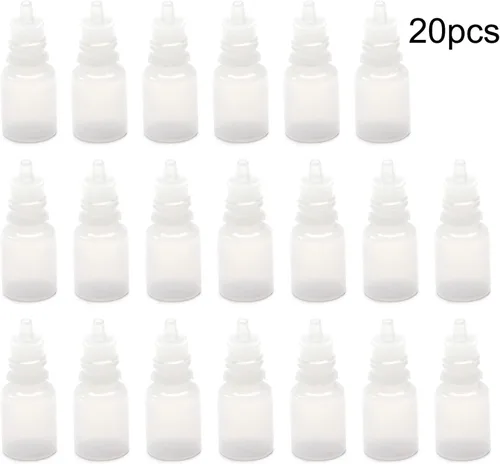 Vista 4 de Bettomshin 20 Uds Botella de plástico con cuentagotas de 0.2 fl oz Botellas de gota de boca pequeña Botella gotero Líquido Exprimible Vacío Botella