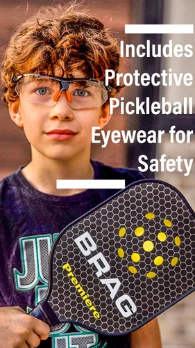 Vista 4 de Juego de 2 palas de pickleball, 2 bolas, 2 gafas de seguridad y una funda de transporte palas de fibra de carbono