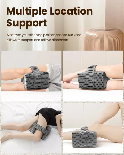 Vista 6 de Almohada de rodilla para personas que duermen de lado con correa, almohada de espuma viscoelástica para piernas para dormir de lado con repuesto