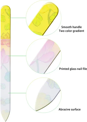 Vista 4 de Mudder Paquete de 5 limas de uñas de cristal con estuche para mujer, lima de uñas de cristal de doble cara para uñas naturales, cuidado de manicura