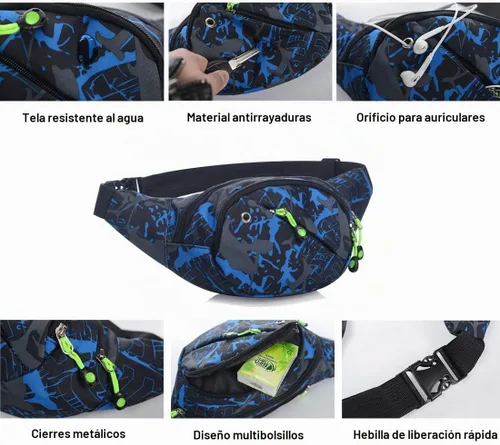 Vista 4 de Ausion - Cangurera con bolsillos con cremallera, cinturón ajustable para entrenamiento, de vacaciones, senderismo, correr, para iPhone 11 Pro Xs Max