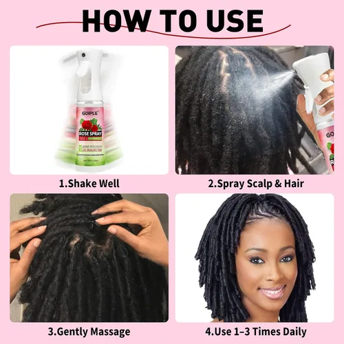 Vista 6 de 2 unidades de agua de rosas para el cabello Loc Spray hidratante refrescante para rastas – Crema hidratante para el cuero cabelludo de agua de rosas
