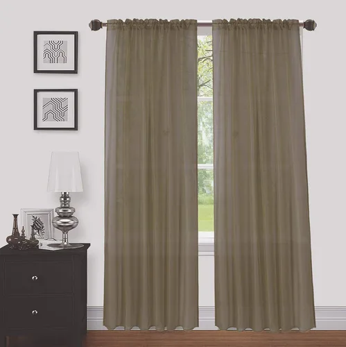 Vista 13 de Sapphire Home Cortinas traslúcidas negras de 63 pulgadas de largo, juego de 2 paneles de cortinas traslúcidas, filtrantes de luz, cortinas Negro