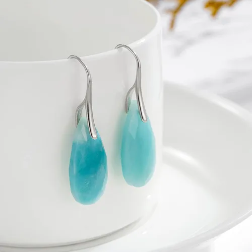 Vista 4 de Plumiss Aretes de piedra natural para mujer, con piedras curativas, hipoalergénicas, ligeros, colgantes de múltiples estilos, joyería para regalo