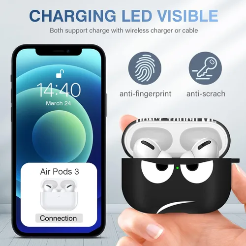Vista 7 de Funda para Airpods Pro, Don't Touch Me for Airpods Pro Cover con llavero/Funda suave y bonita a prueba de golpes para mujeres y hombres, compatible