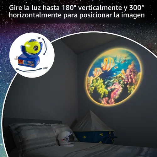 Vista 2 de Projectables Luz nocturna enchufable LED de seis imágenes, detección de luz, encendido/apagado automático, proyecta sistema solar, tierra, luna