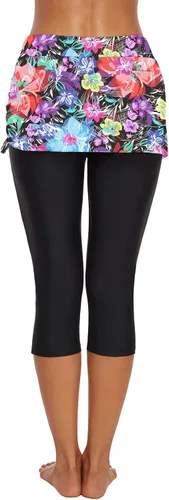 Vista 5 de Pantalones de agua para natación, pantalones cortos de natación con falda, pantalones capri para surf, pantalones de neopreno UV para mujer