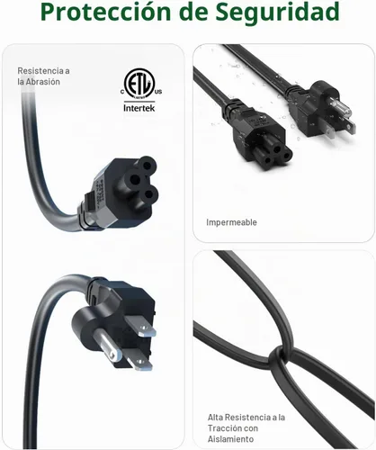 Vista 4 de Superer Cable de alimentación de CA C5 de 4 pies y 3 clavijas, cable