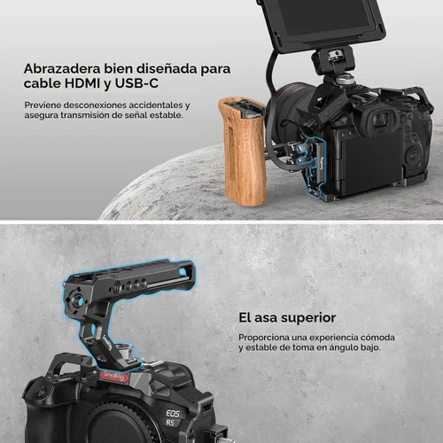 Vista 8 de SmallRig Kit de jaula C R5/R6/R5 para Canon R5/R6/R5 C, kit de mano para cámara con mango superior y abrazadera para cable - 3830