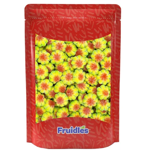 Vista 4 de Fruidles Caramelos de gomitas de flores ácidas, deliciosas gomitas de sabores de frutas recubiertas de azúcar (media libra)