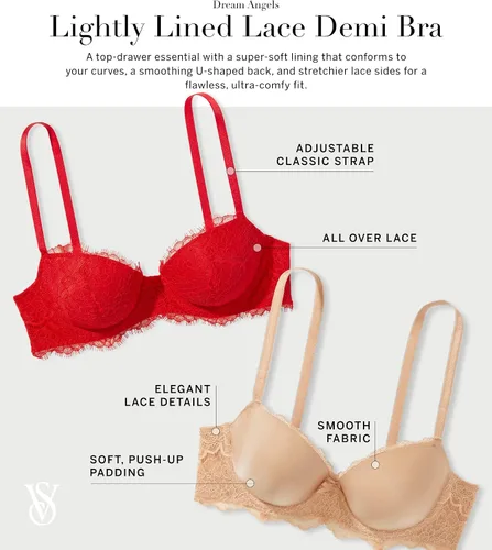Vista 4 de Victoria's Secret Demi Bra, Dream Angels, Sujetadores para mujer (32A-38DDD)