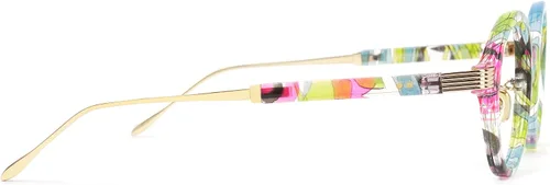 Vista 6 de Zeelool Retro TR90 - Lentes redondos para mujer con lente transparente sin receta Dylan FP0174 verde floral