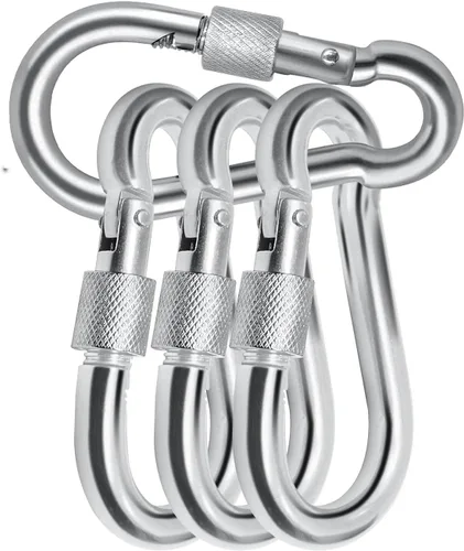Vista 11 de Clips de mosquetón de bloqueo, gancho de resorte de acero inoxidable, mosquetón de bloqueo resistente, 304 de acero inoxidable de alta calidad