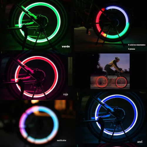 Vista 8 de 5 luces LED coloridas para rueda de bicicleta, impermeable, fácil de instalar, luces LED con 3 modos, para decoración de radios de bicicleta