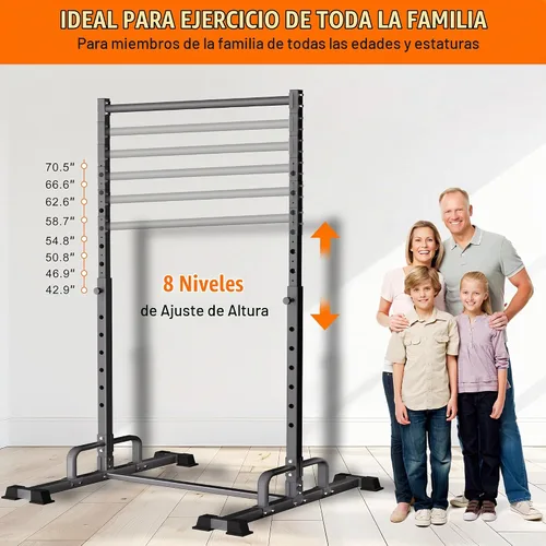 Vista 3 de Estación de dominadas, Barra de dominadas ajustable, Bastidores de potencia de pie independientes, Torre de dominadas de acero resistente