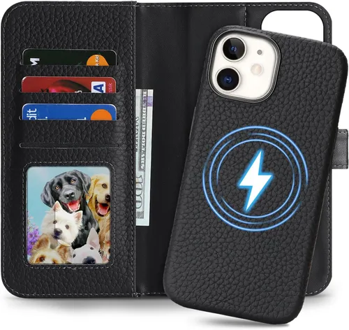 Vista 24 de Funda desmontable de cuero genuino para iPhone SE 2020/SE 2022/7/8, funda magnética 2 en 1 extraíble, soporte de carga Magsafe, funda protectora
