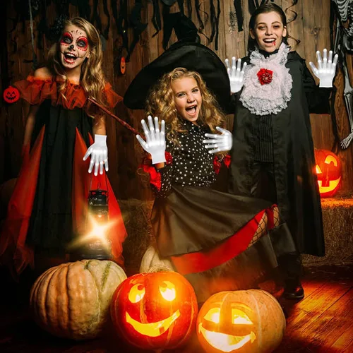Vista 5 de LED Light-Up Gloves for Kids Cool Toys for Boys 8-12 Girls Multi-Color Halloween Costume Accessory Parties Gifts