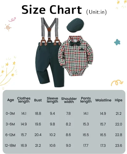Vista 8 de SANMIO Ropa de bebé niño 0-18M Traje de bebé niños 4 unids Ropa de vestido de bebé Conjunto de esmoquin para bebés