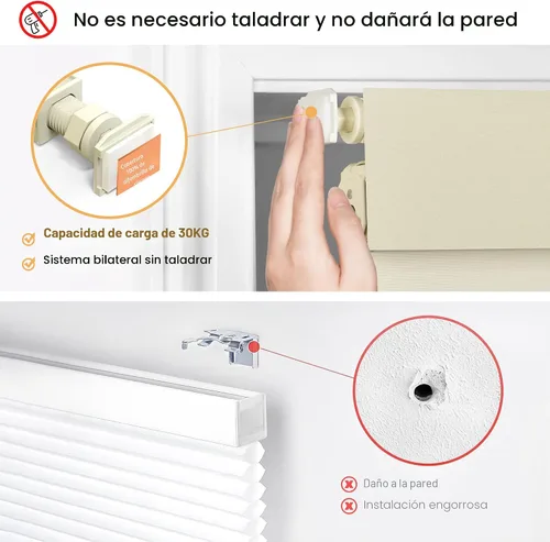 Vista 2 de LazBlinds Persianas enrollables opacas sin taladro, 20 pulgadas de ancho x 72 pulgadas de alto, beige Blackout - Beige