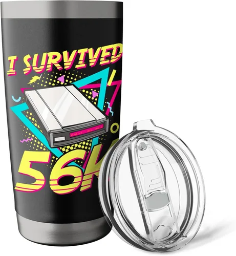 Vista 5 de 90s Nostalgia Retro 90s Dial Up Internet Vintage Stainless Steel Insulated Tumbler