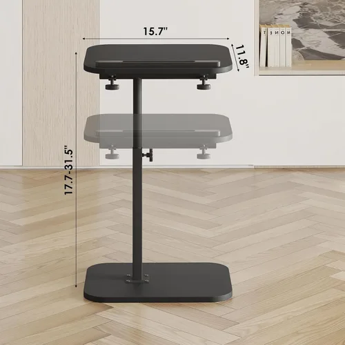 Vista 2 de Mesa auxiliar en forma de C para sofá y cama, bandeja de TV, mesa pequeña para dormitorio, mesa de extremo lateral para sala de estar, dormitorio