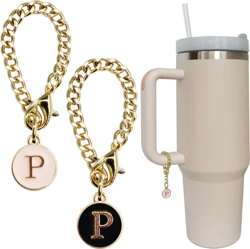 Vista 20 de Accesorios de dije de letra para vaso Stanley, 2 unidades, identificación con inicial de nombre, personalizable, para vaso Stanley