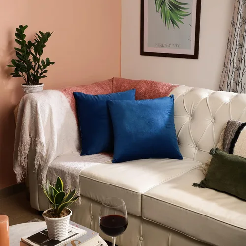 Vista 6 de RELY+ Paquete de 2 fundas de almohada de terciopelo de 18 x 18 pulgadas, suaves, acogedoras, lisas, decorativas, fundas de cojín de lujo para sofá