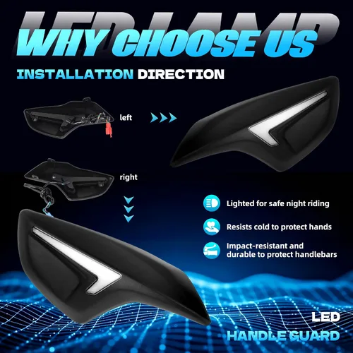 Vista 8 de Mokuo Paramanos de motocicleta LED con luz para Yamaha Zuma 125 2022-2023 - Deflector de viento para manillar, protector de mano