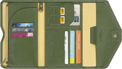 Vista 19 de ZOPPEN Cartera de viaje con bloqueo RFID multiuso (Ver.4) Portatarjetas de pasaporte y vacunación ComboTri-fold Document Organizer Travel #15 Azul