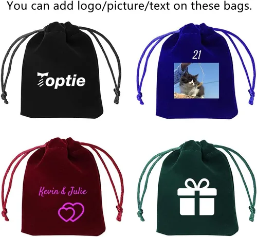 Vista 2 de TopTie 50 bolsas de terciopelo, 2.8 x 3.6 pulgadas, bolsas con cordones para manualidades, bolsas de joyería para bodas, fiestas y festivales