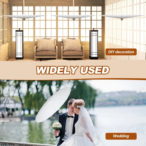 Vista 5 de Sanwuta 8 Pcs 23.6 Inch Paper Umbrella Chinese Japanese Handmade Oil Paper Parasol DIY for Wedding Bridal Party Photo Props