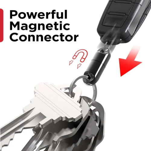 Vista 6 de KeySmart MagConnect - Magnetic Quick Release Keychain Connector Secure Pull-Apart Key Attachment Accessory Black
