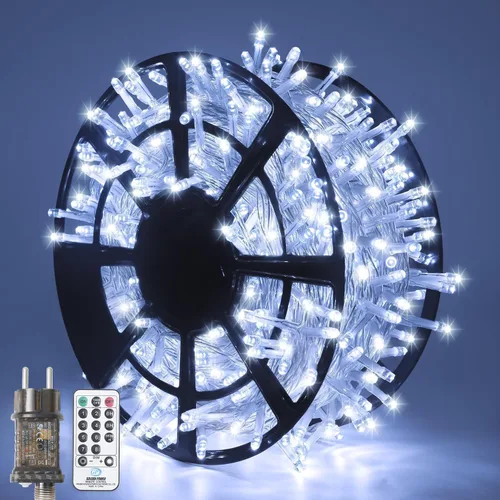 Vista 13 de JMEXSUSS 150 luces LED naranjas de Halloween para interiores y exteriores, luces de Navidad en cadena enchufables para interiores, 8 modos de luces