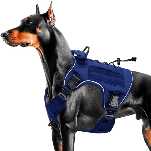 Vista 71 de Arnés táctico para perros grandes, chaleco reflectante ajustable sin tirones con sistema Molle, control de grado militar K9 para entrenamiento