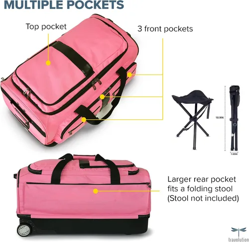 Vista 6 de Travolution Dance Bag with Garment Rack, 28 Inch Rolling Duffel With Wheels, Ideal for Competitions & Travel, Easy-assembly Lightweight Aluminum
