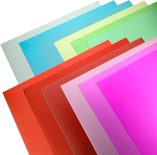 Vista 6 de 24 hojas de papel metálico para tarjetas, 12 colores surtidos, hojas de papel de aluminio para fiestas, cartulina A4, 8.82 oz/m², 92 libras