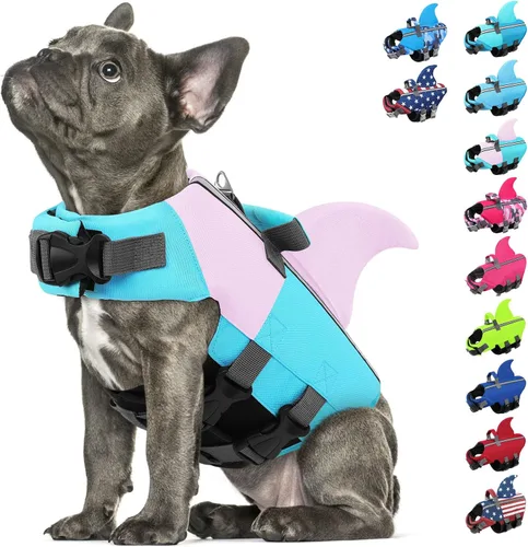 Vista 12 de Chaleco salvavidas para perros pequeños, chaleco salvavidas para Chaleco de natación para perros de alta flotabilidad con asa de rescate