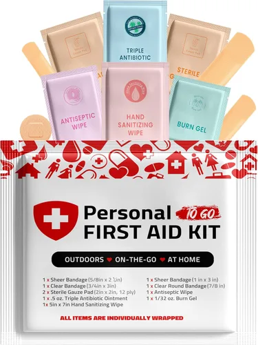 Vista 7 de Kit de primeros auxilios portátil de tamaño de viaje, perfecto para el hogar, oficina, automóvil, escuela, negocios, viajes, senderismo, universidad