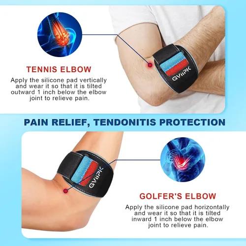 Vista 2 de Gviipk Codera de tenis mejorada para hombres y mujeres, correa de soporte ajustable para codo de golfistas para tendinitis, soporte de antebrazo