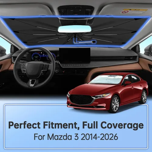 Vista 2 de Sombrilla Parasol para Parabrisas para Mazda 3 2014-2026, Parasol Plegable para Coche para Ventana Delantera, Visera Protectora Solar Altamente