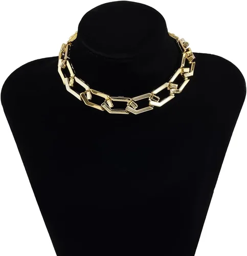 Vista 3 de Octwine Gargantilla gruesa, cadena de eslabones cubanos, collar de cadena punk, gargantilla brillante para fiesta de graduación, joyería
