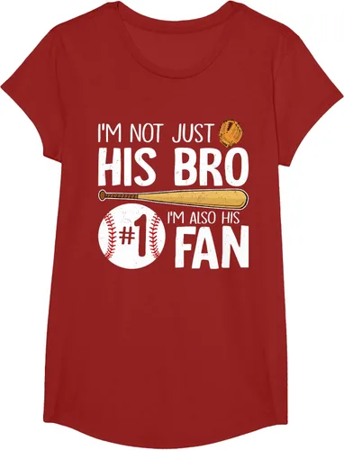 Vista 53 de Camiseta Baseball Brother I'm Not Just His Bro I'm His Number One Fan, Negro