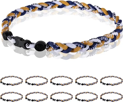 Vista 9 de Paquete de 12 Collares de Béisbol de 18 Pulgadas, Regalo de Equipo para Fanáticos de Béisbol, Diseño de Cuerda Tornado de Titanio Triple Trenzado