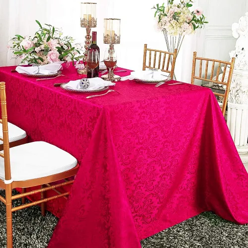 Vista 3 de Manteles rectangulares de poliéster damasco jacquard de 90 x 132 pulgadas para restaurante, cocina, comedor, boda, fiesta, banquete, eventos