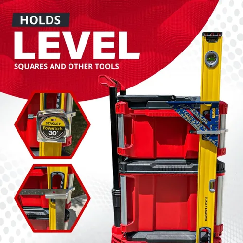 Vista 3 de Alpha Engineered Soporte de Montaje de Nivel Compatible con Caja de Herramientas Milwaukee Packout - Se Adapta a Organizadores Packout - Incluye