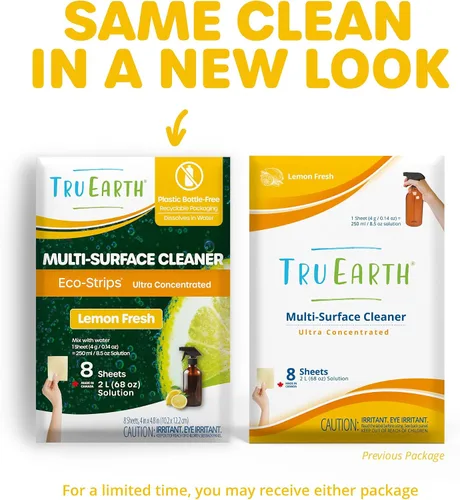 Vista 3 de Tru Earth Limpiador multisuperficie Eco-Strips, limón fresco, 8 tiras
