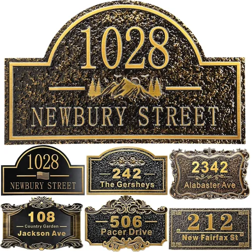 Vista 15 de Placa personalizada de dirección de casa de 12 pulgadas, números fundidos para exteriores, placa de señal de dirección personalizada con nombre