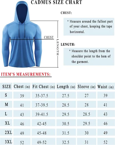 Vista 3 de CADMUS Mens Workout Long Sleeve Fishing Shirts UPF 50 Sun Protection Dry Fit Hoodies